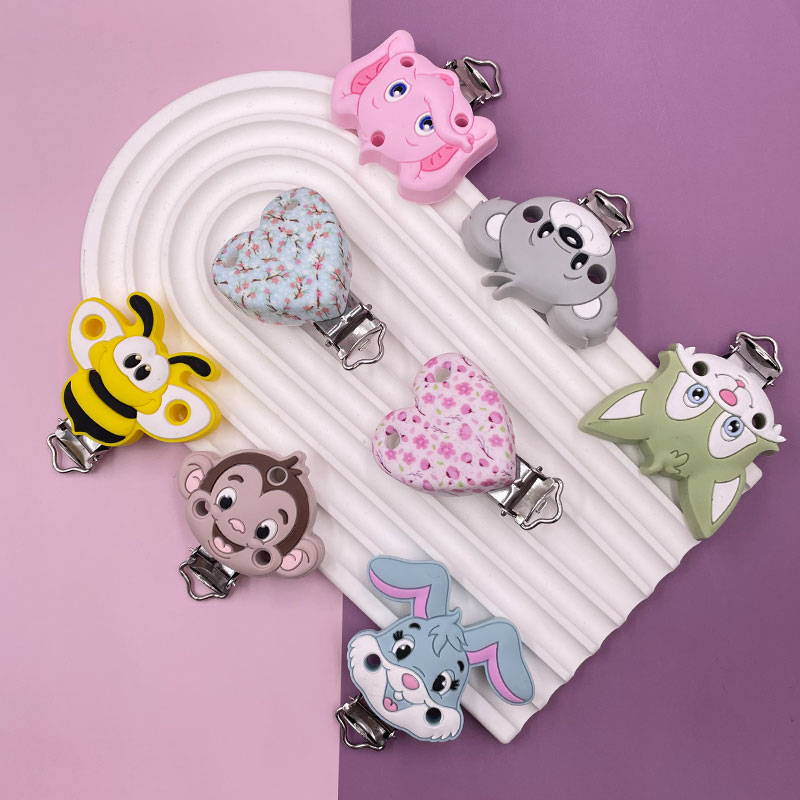 Wholesale BPA Free Animal Shape Baby Teething Pacifier Chain Making Silicone Pacifier Clip Holder Featured Image