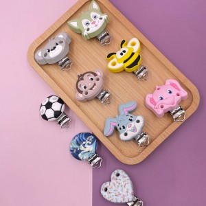Wholesale BPA Free Animal Shape Baby Teething Pacifier Chain Making Silicone Pacifier Clip Holder