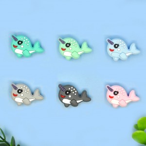 Bpa free food grade cute Narwhal Silicone focal Beads For pens focal beads