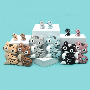Chewable Food Grade Silicone Focus Beads Cute Animal Cat Shape Beads Character Bead Pen Mix