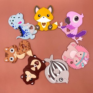 Popular Style Colorful animal shape custom Baby Teether Chew Toy Silicone Teether