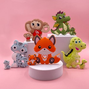 Hot Sale BPA Free Cartoon Teething Rod Kids Nursing Cute Animal Baby Chew Silicone Teether Toy