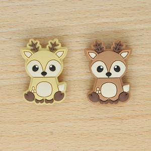 Beads For Pen Making Christmas Silicone Elk Deer Focal Beads For Teething Factory Custom Soft Silicone Baby Teether Bead