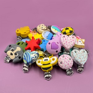 Fashion BPA Free Baby Teething Toys Animal Silicone Dummy Clip