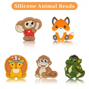 Hot Products BPA Free DIY Pen Keychain Necklace Accessories Charms Animal Silicone Focal Beads