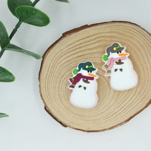 Snowman Christmas Bead Silicone Baby Teething Focal Bead For Pen Making Bracelet Keychai