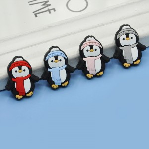 Food grade Penguin shape Christmas theme baby teething silicone character focus bead pen