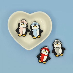 Food grade Penguin shape Christmas theme baby teething silicone character focus bead pen