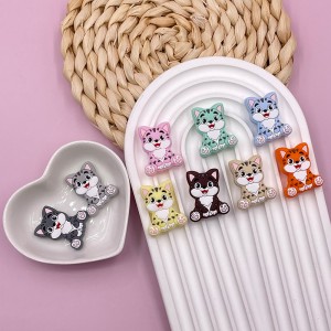 BPA Free Animals Cat Shape Tiny Rod DIY Teething Jewelry Charms Cat Focal Beads Wholesale