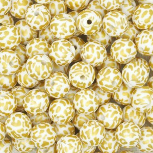 Custom food grade various Gold printed leopard beads Silicone Beads