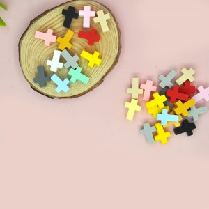 Food grade cross shape baby teething custom silicone focal beads for pens making