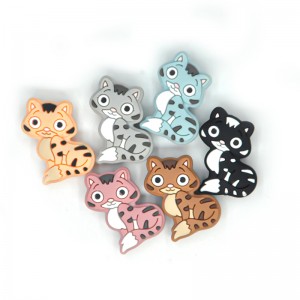 Chewable Food Grade Silicone Focus Beads Cute Animal Cat Shape Beads Character Bead Pen Mix