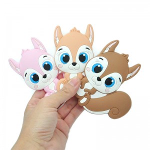 DIY Cute Squirrel silicone  baby  teether  toy for chain