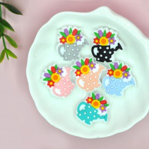 2023 new Bpa free cute flower can custom baby Silicone focal Beads For pens making