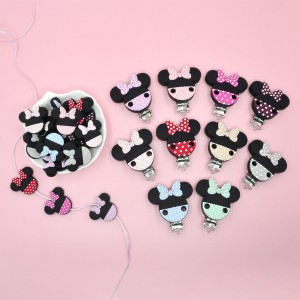 DIY Minnie shape silicone pacifier with clip BPA Free Wholesale