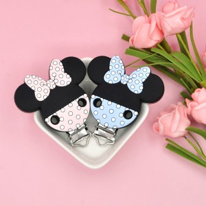 DIY Minnie shape silicone pacifier with clip BPA Free Wholesale