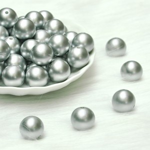 BPA free Baby Chewable Metallic silver beads for Necklace
