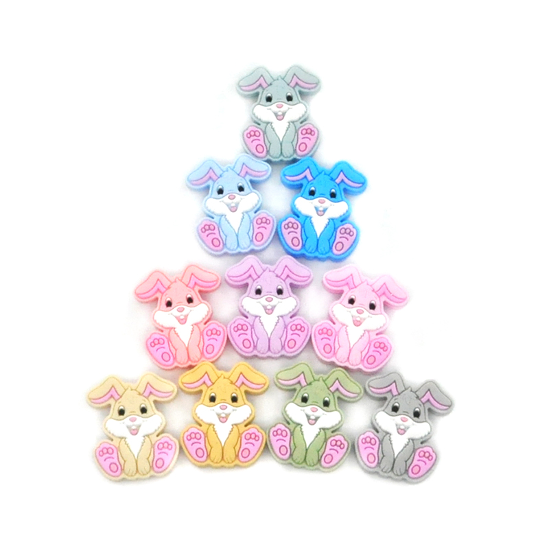 Bpa free rabbit  baby Silicone Beads For Teething Jewelry