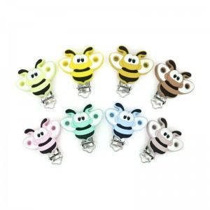 Personlized Products Pacifier Clip Customized - Cute bee shape wholesale pacifier clips for baby silicone clips – Chang Long