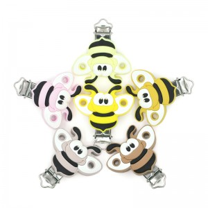 Cute bee shape wholesale pacifier clips for baby silicone clips