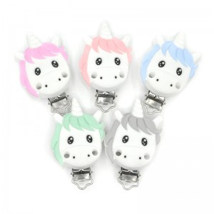 New hot unicorn shape wholesale soft silicone pacifier clips