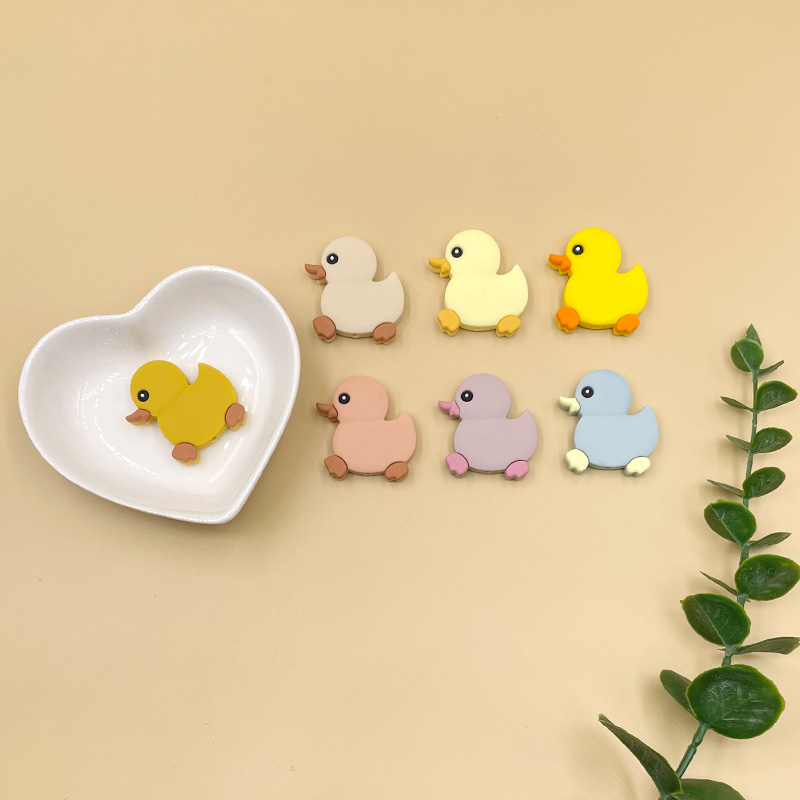 Promotion Teether DIY Pacifier Chain Accessories Baby Teething Toys Duck Silicone Bead Manufacturers