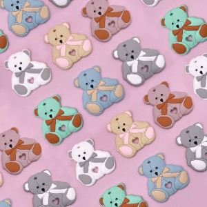 Fashion BPA Free Nursing Chewing Jewelry DIY Charms Focal Beaded Pen New Cartoon Animals Teddy Bear Silicone Beads And Teether