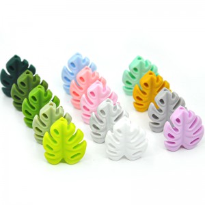 DIY New leaf shape baby teething cartoon silicone character focal beads for pens