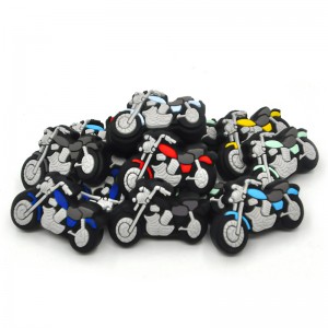 Custom motorbike shape baby teething cartoon silicone character focal beads for pens