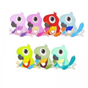 Hot selling New design parrot Silicone Teething Toys for babies silicone teether