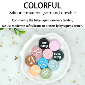 Food grade wholesale custom Hello baby shape baby teething circle silicone charms focal beads