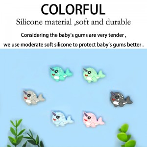 Bpa free food grade cute Narwhal Silicone focal Beads For pens focal beads