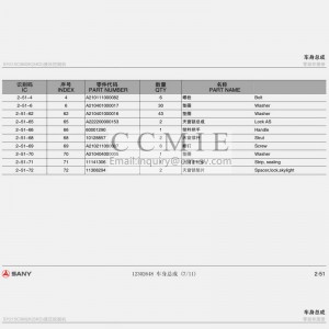 12302648 Body Assembly List excavator spare parts