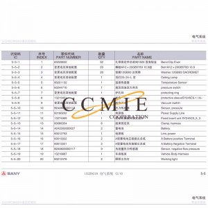 13229218 Electrical system spare parts list excavator spare parts