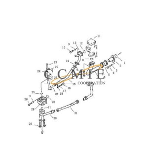 07332-02400 coupling Pengpu PD320Y-1 PD320Y-2 bulldozer steering oil piping parts