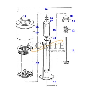 Komatsu spare parts 203-60-21141 hydraulic oil filter element