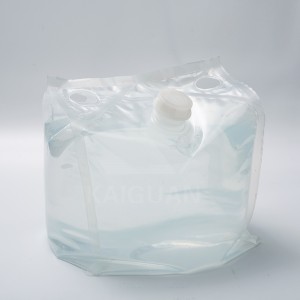 Plastic package liquid fertilizer bag in box with vent cap