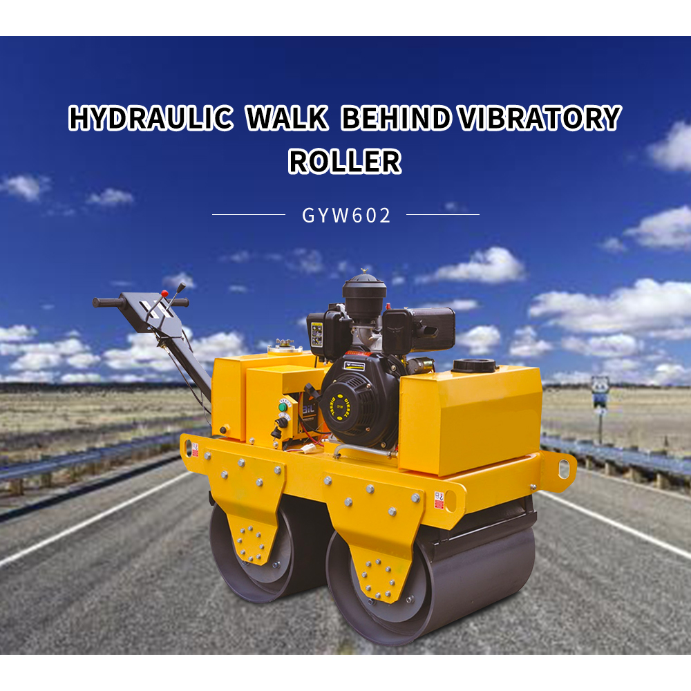 SINOMACH 0.6ton China Suppliers Mini double drum driving vibratory Hydraulic Walk Behind Vibratory Rollers GYW602