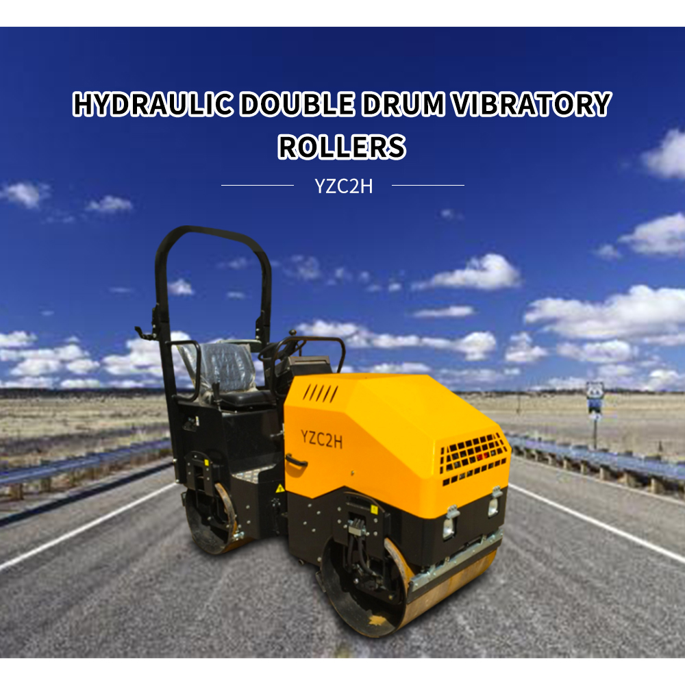 SINOMACH 1.5ton Mini Hydraulic double drum vibratory road rollers for sale YZC2h