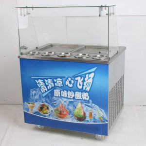 fried soft ice cream machine, two flat pan with five barrel fried ice cream machine