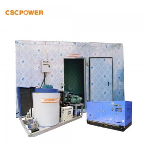 CSCPOWER 2021 new solar powered ice flake making machine 10 tons with cold room and generator for fowl/poultry meat processing