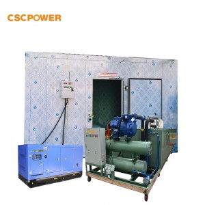 CSCPOWER Solar Brine Block Ice Machine 1000KG Commercial Ice Block Machine 1 ton Per Day with Generator + Cold Room For Islands