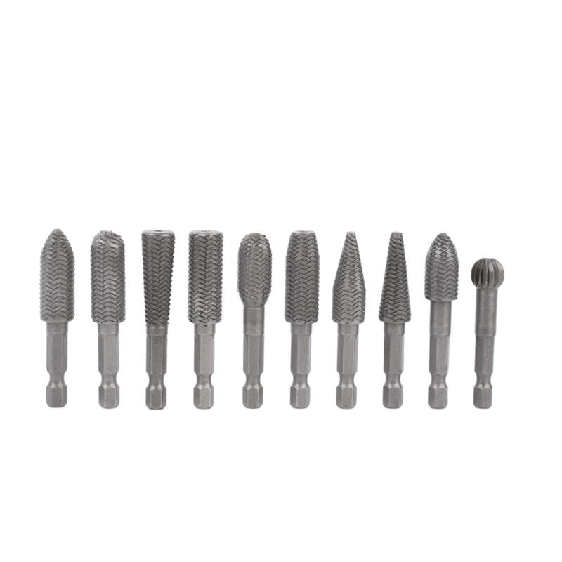 10pcs Steel Burrs with hex shank for woodworking