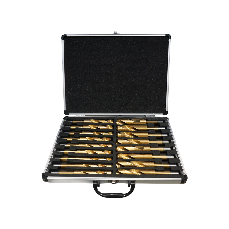 17PCS reduced shank HSS twist drill bits set with tin-coated in box