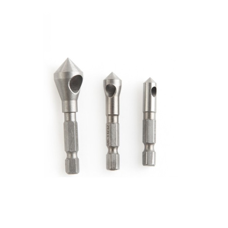 3pcs imperial size HSS Countersink bits set with one inclined hole