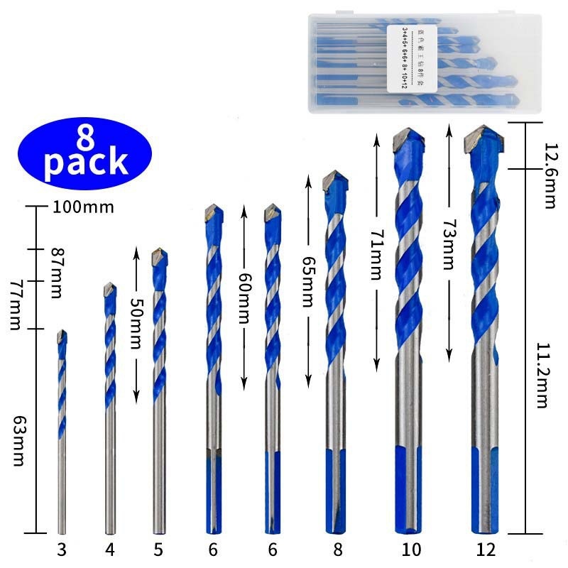 8pcs Multi function twist drill bits set with carbide straight tip