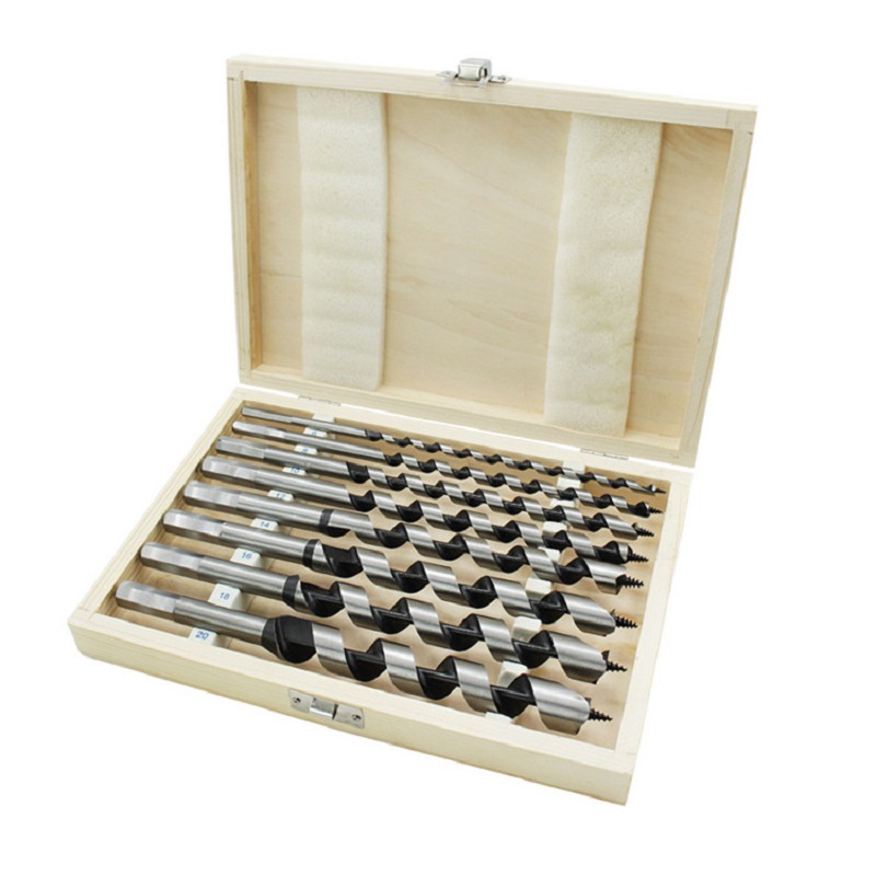 8pcs Hex shank wood Auger Drill Bits in wooden box