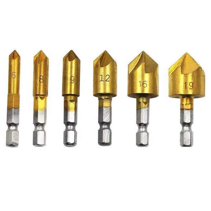 HSS Tin coated Countersink with Quick Change Hex Shank