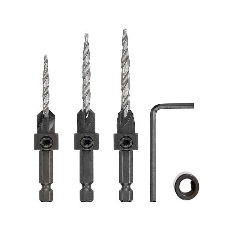 Carpentry HSS taper Drill Bits set with hex shank