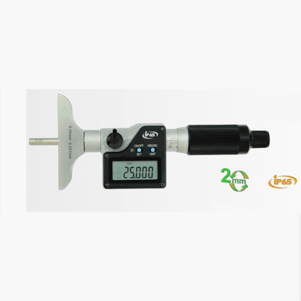 Electronic Depth Micrometers IP65 with 2mm pitch spindle